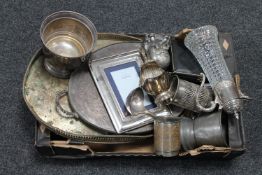 A box of quantity of 20th century silver plated wares