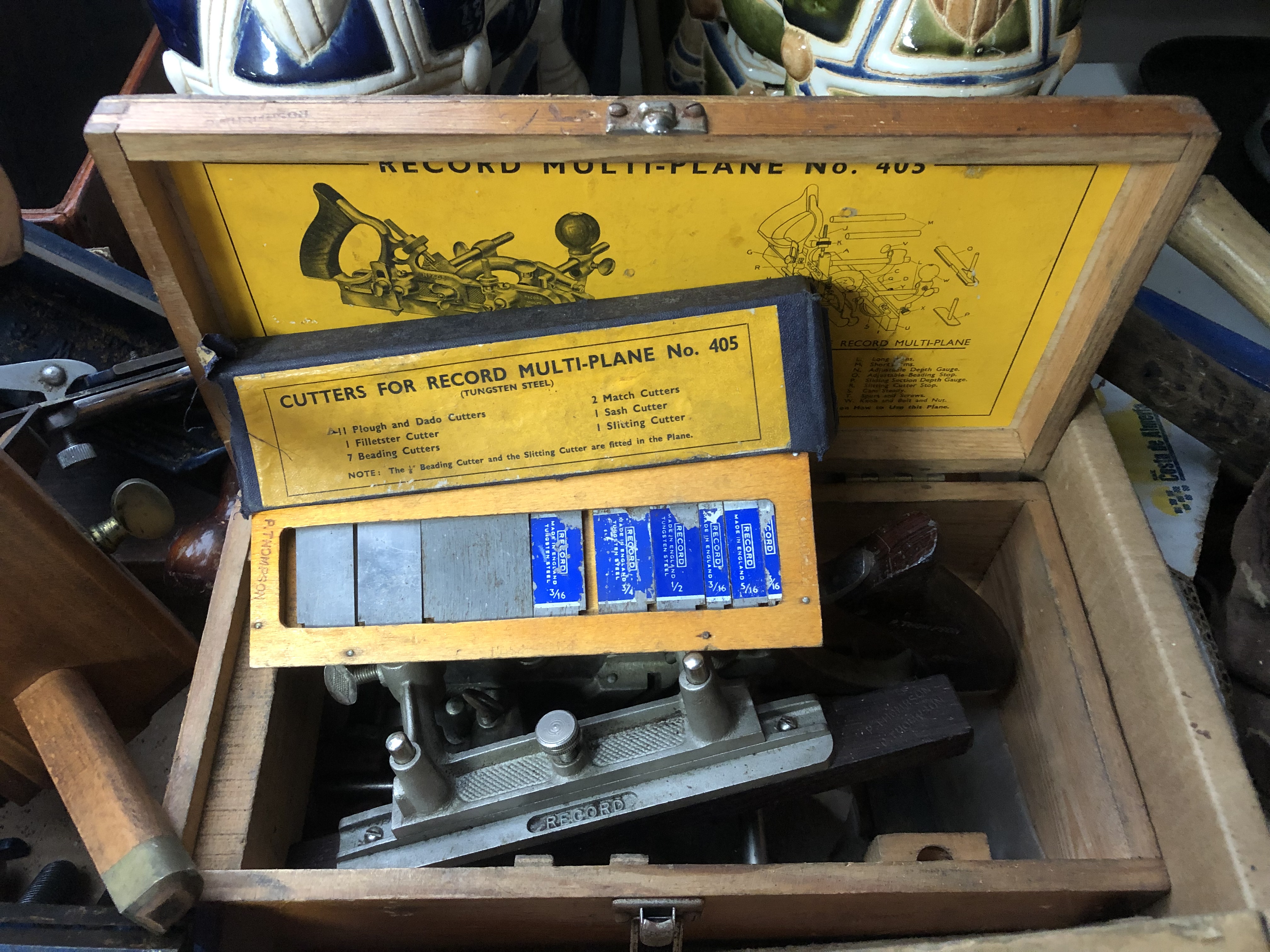 Two boxes of hand tools, wood working planes, record tools plane in wooden box, - Image 2 of 7