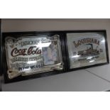 Two framed advertising mirrors - Coca Cola & Louisiana Steam Boat Company