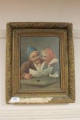 A pair of late 19th century continental oils on canvas depicting a man and a woman,
