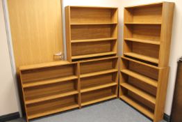 Five sets of teak effect open shelves