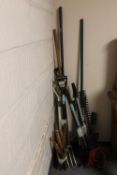 A quantity of assorted garden tools,