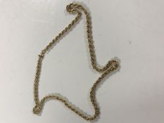 A 9ct gold rope twist necklace, 3.7g.