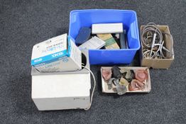 A cased Bendent Medical machine in case and a box of medical items - syringes,