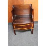 A Victorian inlaid mahogany commode seat