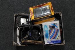 A box of antique plate cameras,