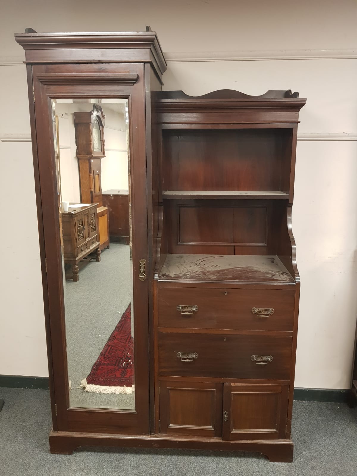 A late Victorian compactum wardrobe,