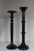 Two stained plant stands