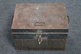 An antique Thomas Milner & Son fire resistant safe box with key