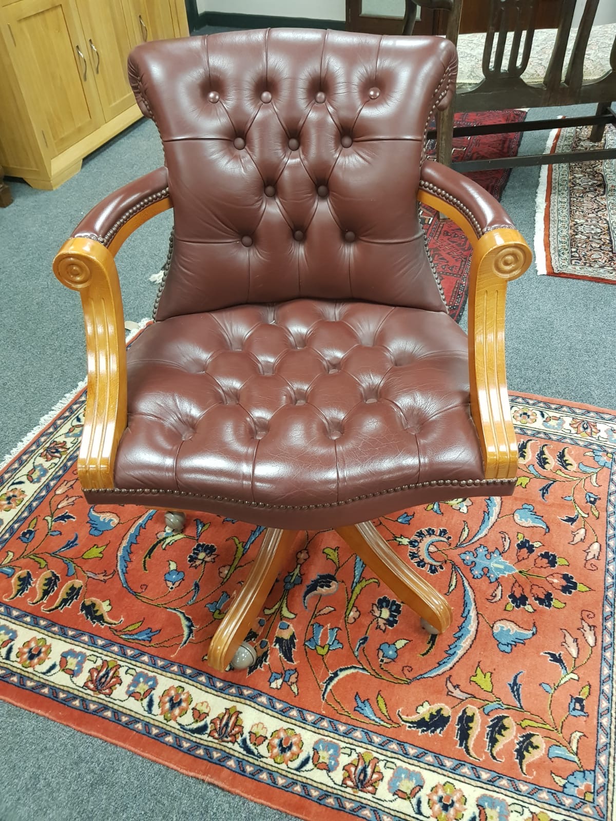 A good quality Burgundy leather office chair,