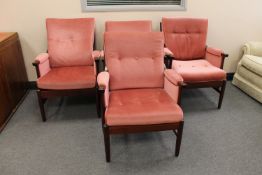 Four pink dralon upholstered armchairs