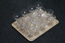 A tray of antique drinking glasses