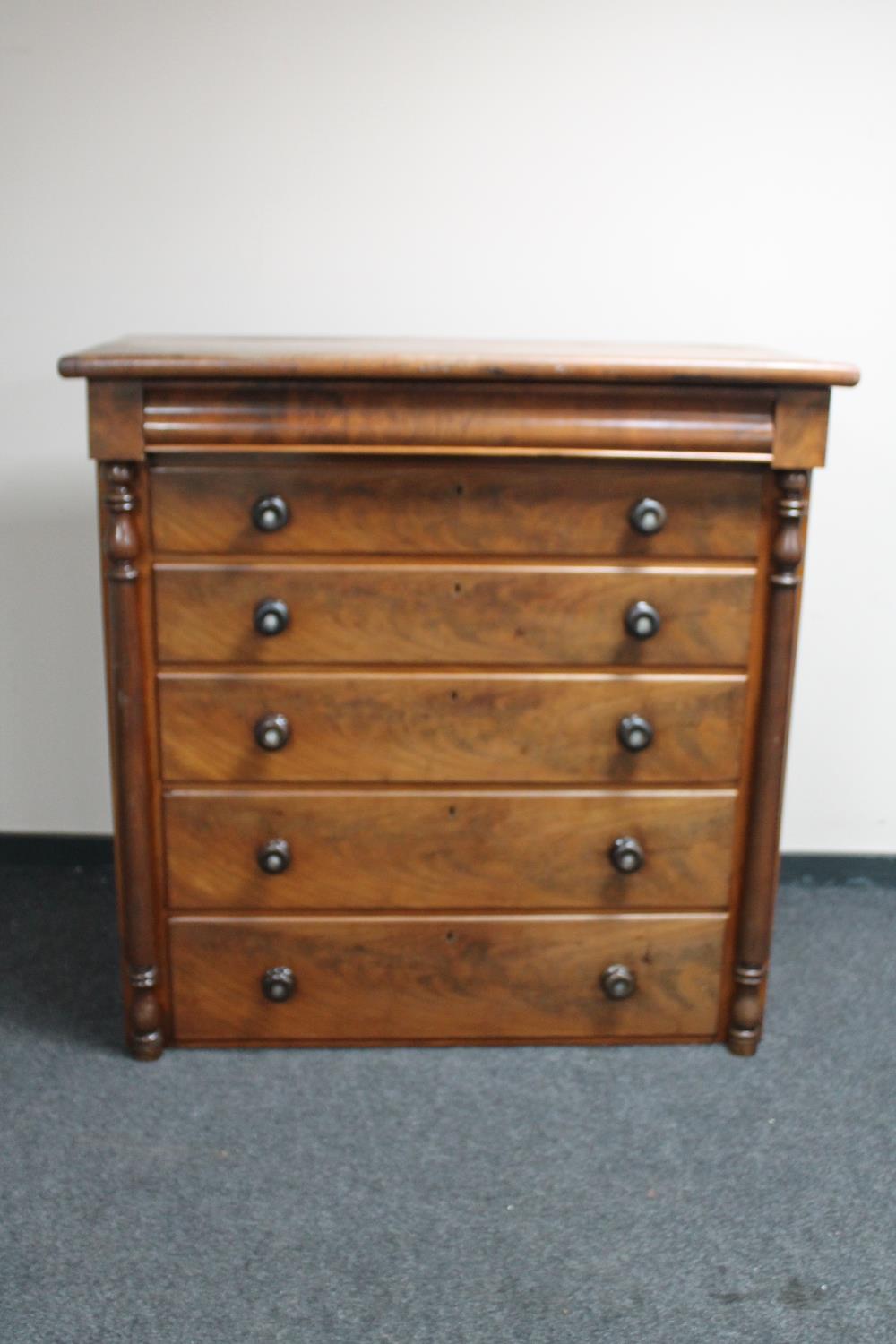 A Victorian mahogany six drawer lobby chest