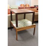 A mid twentieth century square tiled table and one other