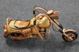 A hand built model of a Harley Davidson style motorbike