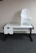 A late 20th century Neolt Italian single pedestal drawing table together with a white plastic chair