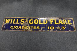 An early 20th century Wills Golden Flake Cigarette enamelled sign