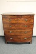 A Victorian mahogany bow-fronted five drawer chest,