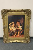 An ornately framed picture depicting two children,