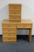 A three piece bedroom suite comprising of six drawer chest,