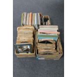 Three boxes of LP records, LP box sets, 45's singles and 78's - easy listening, 70's,