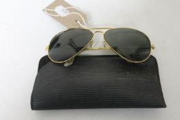 A pair of vintage gent's Ray Ban aviator sunglasses in case