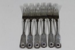 A set of six Victorian silver table forks, John West,