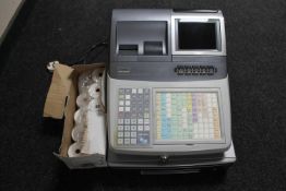 A Casio T-800F electronic cash register (no keys) and a box of till rolls