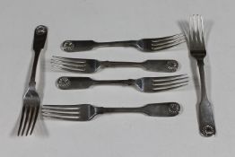 A composite set of six silver dessert forks CONDITION REPORT: 329g gross