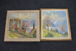 Two gilt framed continental school oils on canvas