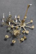 Three continental brass light fittings