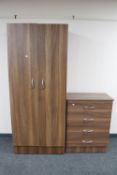 A contemporary double door wardrobe with matching four drawer chest