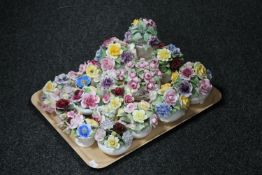 A tray of a collection of china flower posies