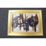 A gilt framed oil on canvas - abstract signed Horup