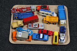 A tray of die cast vehicles, Corgi, Dinky,