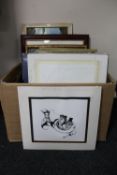 A box containing a quantity of framed and unframed watercolour drawings signed D.H.