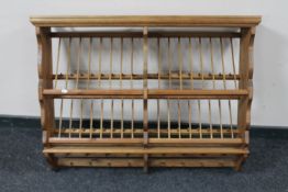 A pine kitchen plate rack