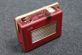 A Hacker red vinyl cased radio
