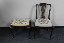 A mahogany dining chair with tapestry upholstered seat together with a mahogany dressing table