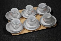 A tray of six Denby stone ware trios