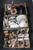 A box of glass ware, figures,