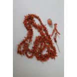 A collection of coral jewellery