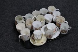 A tray of a quantity of commemorative tea china