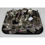 A composite service of mainly Old English, Fiddle and King's Pattern silver plated flatware,