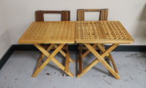 Four teak folding tables