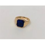 An 18ct gold lapis lazuli signet ring, size T1/2 CONDITION REPORT: 10.