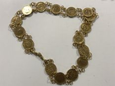 A mid twentieth century gilded half penny necklace