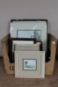 A box containing four Ben Babelowsky prints depicting tall ships,