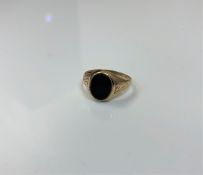 A 9ct gold signet ring, 1.7g, size J.