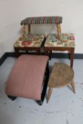 A pair of mahogany stools,